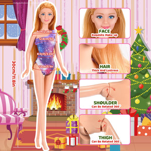 HappyGoLucky Calendario Avvento 2024 Bambina, Regalo Bambina 3-10 Anni Giochi Bambina Bambini 3 4 5 6 7 8 9 Anni Unicorno Bambole per Bambina Regali Natale Bambini Vestiti Accessori Bambole Sirena