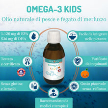Carica l'immagine nel visualizzatore di Gallery, NORSAN Omega 3 Bambini FISK 150 ml Olio di Pesce Gusto Piacevole