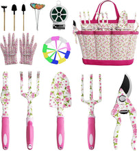 Carica l'immagine nel visualizzatore di Gallery, MYMULIKE Set di attrezzi da giardinaggio per donne, 26 pezzi, kit da giardino floreale con scatola regalo, guanti e borsa, regali per mamma, signora, Natale, compleanno