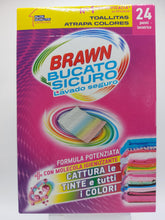 Carica l'immagine nel visualizzatore di Gallery, Brawn Bucato Sicuro Foglietti Acchiappacolore, Formula con Molecola Igienizzante Cattura le Tinte e i Colori, Confezione