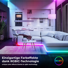 Carica l'immagine nel visualizzatore di Gallery, B.K.Licht Striscia LED RGBIC 5 m, Sensore musicale, Cambia colore segmentato, Nastro LED con telecomando