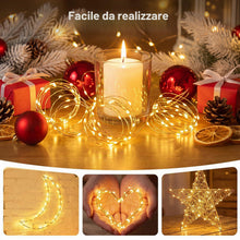 Carica l'immagine nel visualizzatore di Gallery, litogo Piccola catena di luci a batteria con timer, 2 m, 20 LED, filo di rame, per feste, Natale, Halloween, matrimonio,