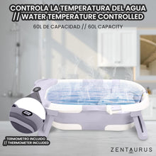 Carica l'immagine nel visualizzatore di Gallery, ZENTAURUS - Vasca da bagno pieghevole per bebè - TERMOMETRO E PILLE INCLUSI - SEDILE BAGNO INCLUSO - ANTISCIVOLO - CUSCINO BABBE - RISPARMIA SPAZIO - SUPPORTO BABBO DA 0 A 36 MESI