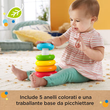 Carica l'immagine nel visualizzatore di Gallery, Fisher-Price - Piramide 5 Anelli, giocattolo classico per neonati con anelli impilabili, realizzato in materiali vegetali, giocattolo per bambini, 6+ mesi, HPY92