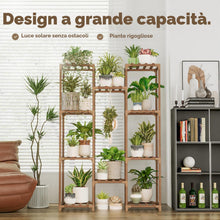 Carica l'immagine nel visualizzatore di Gallery, Bamworld Porta Piante da Esterno Scaffale per Piante da Interno Alto Supporto per Piante Legno Sostiene più Vasi Arredo 