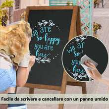 Carica l'immagine nel visualizzatore di Gallery, Lavagna nera con cavalletto, 50x76cm Lavagna magnetica bifacciale, lavagna cancellabile con cornice in legno per ristoranti e negozi all'aperto