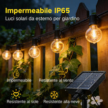 Carica l'immagine nel visualizzatore di Gallery, Catena Luminosa Esterno Solare 15M, Luci Solari da Giardino con Telecomando, 17+1 Lampadine LED G40, IP65 Impermeabile, 