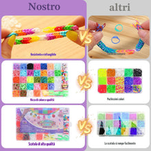 Carica l'immagine nel visualizzatore di Gallery, Set da 2500+ elastici per braccialetto, scatola con 40 scomparti, kit DIY con perline, ciondoli, uncinetti – kit braccia