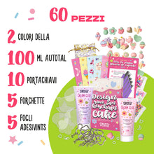 Carica l'immagine nel visualizzatore di Gallery, CRAFTY CATS DIY Kit Creativo Portachiavi Cupcake e Mollette – 60 pezzi, 2×50 ml Simulazione di Crema con beccucci, charm