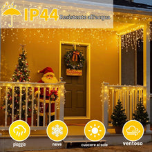 Carica l'immagine nel visualizzatore di Gallery, CNMTCCO Tenda Luminosa Natale Interno,3x 3m 300LED Luci per Tenda,8 Modalità,con Telecomando &amp; Timer, Cascata Esterno Di