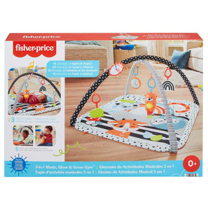 Fisher-Price - Palestrina Musicale 3 in 1 per neonati, con giocattoli sensoriali, luci e suoni per giocare distesi sul pancino, giocattolo per bambini, 0+ anni, HPF39