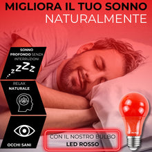 Carica l'immagine nel visualizzatore di Gallery, DM TECH Lampadina Rossa LED E27 Luce Notturna Dormire Senza Luce Blu Relax Sonno Riposo Melatonina Illuminazione Calda A