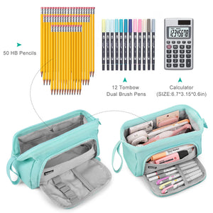 Mamowla Astuccio Portamatite Astucci Matite di Grande Capacità Borsa Porta Penne Scuola Trucco Borsa per Bambina Ragazze Ragazzi Studenti,Blu