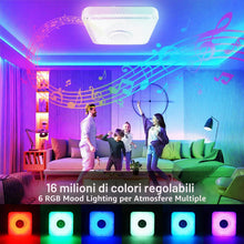 Carica l'immagine nel visualizzatore di Gallery, RGB Plafoniera LED Soffitto con Telecomando e APP, 30W Lampada da Soffitto con Altoparlante Bluetooth Tondo Lampadario R
