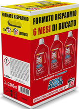 Carica l'immagine nel visualizzatore di Gallery, Omino Bianco Detersivo Lavatrice Liquido Scioglimacchie 2in1, 2000 ml x 3