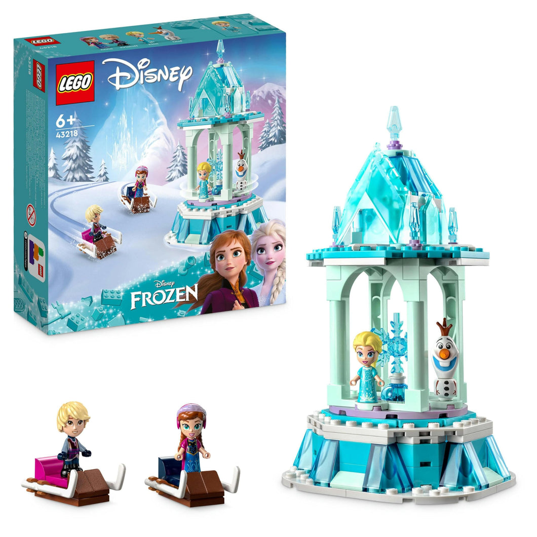 LEGO Disney Frozen La Giostra Magica di Anna ed Elsa, Giocattolo Ispirato al Castello di Frozen con Micro Bambolina della Principessa e Olaf, Giochi Regalo per Bambini e Bambine dai 6 Anni in su 43218