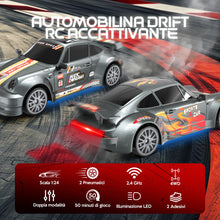 Carica l'immagine nel visualizzatore di Gallery, HappyGoLucky Macchina Telecomandata Drift, 1:24 Mini RC Drift Car, 2.4GHz, 10-15KM/H, 4WD Auto Telecomandata con Luce LE