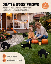 Carica l'immagine nel visualizzatore di Gallery, Decorazioni da Giardino Halloween 6 Pezzi Gatto Nero, Picchetti Estremi UV-Stabili e Occhi Riflesso, Inserimento Rapido 