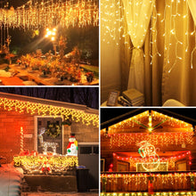 Carica l&#39;immagine nel visualizzatore di Gallery, LEDYA Luci di Natale da Esterno, 9M 240 LED Tenda Luminosa Natale con Timer/8 modalità, IP44 Impermeabili, Luci Natale Esterno Cascata Decorazioni per Balcone, Natale, Matrimoni, Feste