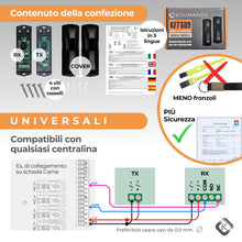 Carica l'immagine nel visualizzatore di Gallery, koomando Fotocellule Universali cancello KFT609 da Esterno,12V/24V AC/DC, Orientabili 180° Doppio LED di Stato, Certific