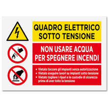 Carica l'immagine nel visualizzatore di Gallery, 2 Adesivi Quadro Elettrico Sotto Tensione | Dimensioni cm 15x10 | Segnaletica di Pericolo | Per Interno ed Esterno | In 