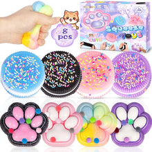 Carica l'immagine nel visualizzatore di Gallery, 4Pezzi Squishy Zampa di Gatto, 4Pezzi Biscotto per Alleviare lo Stress, Taba Squishy Kit, Kawaii Squeeze Toys, Antistres