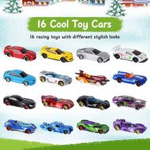 Carica l'immagine nel visualizzatore di Gallery, Calendario Avvento 2024, Calendario dell'Avvento per Bambini 3-12 Anni, Calendario per il Conto alla Rovescia di 24 Giorni Natale Regalo con 16 Macchinine, Mappa e 6 Personaggi dei Cartoni Animati