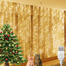 Carica l'immagine nel visualizzatore di Gallery, BG9D Tenda Luminosa Natale, 1,2x1,2 m Tenda Luminosa 120 luci a LED con 12 ganci per matrimoni, feste,Natale, cortili, decorazioni per interni ed esterni