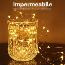 Carica l'immagine nel visualizzatore di Gallery, litogo Piccola catena di luci a batteria con timer, 2 m, 20 LED, filo di rame, per feste, Natale, Halloween, matrimonio,