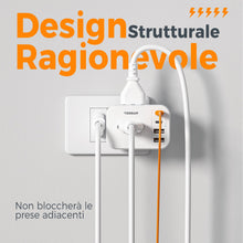 Carica l'immagine nel visualizzatore di Gallery, TESSAN Presa Multipla Salvaspazio da 13A, Multipresa da Parete con 2 USB C