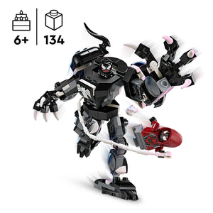 LEGO Marvel Mech di Venom vs. Miles Morales, Giocattolo Action Figure Snodabile da Costruire per Bambini e Bambine da 6 Anni con Minifigure di Spider-Man, Regalo di Compleanno da Supereroi 76276
