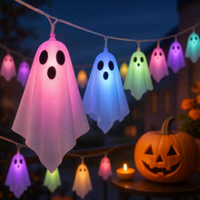Carica l'immagine nel visualizzatore di Gallery, CNMTCCO Lot di 10 luci LED fantasma di Halloween con custodie in tessuto, alimentate a batteria, luminose e lampeggianti