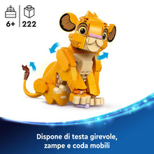 Carica l&#39;immagine nel visualizzatore di Gallery, LEGO Disney Simba, il Cucciolo del Re Leone, Giochi di Fantasia per Bambine e Bambini da 6 Anni, Personaggio Giocattolo Costruibile con Parti Snodabili dal Film d&#39;Animazione, Idea Regalo 43243