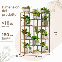 Carica l'immagine nel visualizzatore di Gallery, Bamworld Porta Piante da Esterno Scaffale per Piante da Interno Alto Supporto per Piante Legno Sostiene più Vasi Arredo 