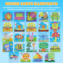 Carica l'immagine nel visualizzatore di Gallery, Valyrane Gioco Mosaico per Bambini 2 3 4 Anni, Chiodini Colorati con 24 Schede e 46 Pezzi, Gioco Educativo per Sviluppar