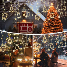 Carica l'immagine nel visualizzatore di Gallery, Lypumso Tenda Luminosa Natale, 3.5M Luci di Natale 8 Modalità, 120LEDs Catena Luminosa Natalizie Batteria/USB IP44 con Funzione di Timer, per Decorazioni Esterno/Interno, Finestra, Giardino, Balcone