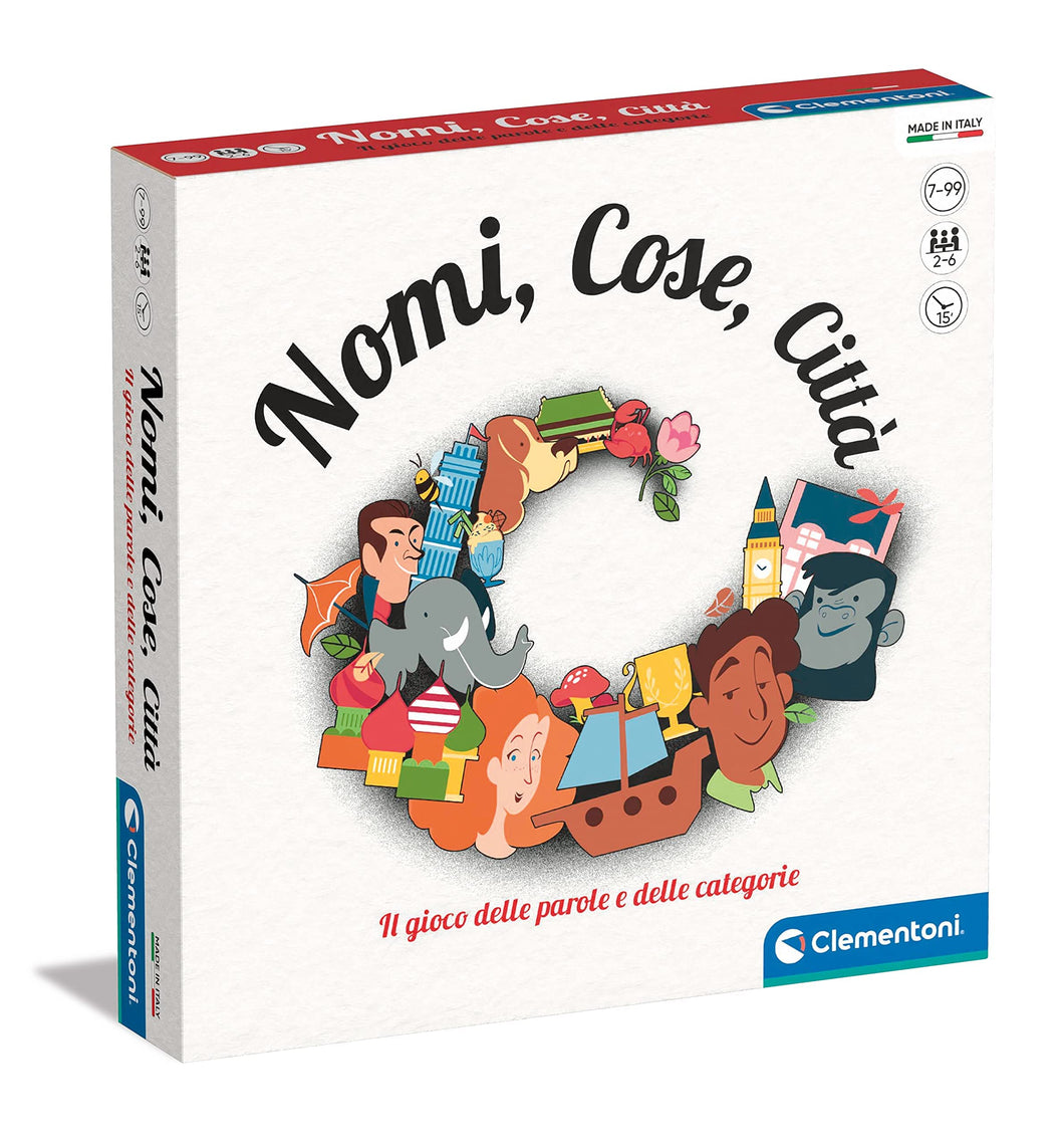 Clementoni - Nomi Cose e Città, Gioco da Tavolo con 29 Carte Categoria, per Bambini dai 7 Anni in Su e Tutta la Famiglia, 2-6 Giocatori, Idea Regalo Made in Italy, Lingua Italiana, 16634