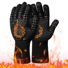 Carica l'immagine nel visualizzatore di Gallery, onlyfire Guanti da Barbecue, Guanti da Forno Resistenti al Calore Estremo di 800°C, Guanti da Forno in Silicone per Grigliare, Grigliare, Cuocere al Forno e Cucinare, Nero