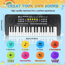 Carica l'immagine nel visualizzatore di Gallery, m zimoon Pianola Bambini 37 Tastiera Elettronica Musicale con Microfono, Pianola per Bambini Media Portatile Multifunzio