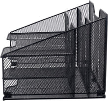 Carica l'immagine nel visualizzatore di Gallery, Techly 368062 Organizer da Scrivania a 3 Vassoi e 2 Sezioni Verticali Nero