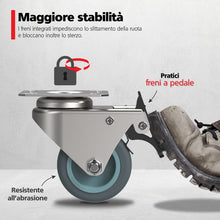 Carica l'immagine nel visualizzatore di Gallery, RAVN HAMAN Set di 4 Ruote pivottanti per mobili 50 mm, freno, fino a 100 kg