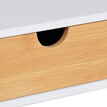 Carica l'immagine nel visualizzatore di Gallery, Relaxdays Organizer da Scrivania, 1 Cassetto, Ripiano per Documenti DIN A4, Bambù, HLP: 11 x 32 x 22 cm, Bianco/Naturale
