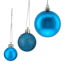 Carica l'immagine nel visualizzatore di Gallery, Relaxdays Palline di Natale, Set da 100, Addobbi Natalizi, Opache, Lucide, Glitterate, ∅ 3,4 e 6 cm, Deco, Blu-Petrolio