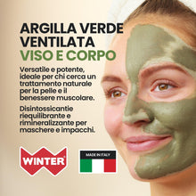Carica l'immagine nel visualizzatore di Gallery, Winter Argilla Verde Ventilata 100% Naturale - Argilla Verde Antinfiammatoria, Maschera Argilla Riequilibrante e Impacch