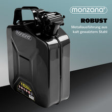 Carica l'immagine nel visualizzatore di Gallery, MONZANA® Tanica Benzina da 5 L Chiusura di Sicurezza Approvazione ONU Tanica di Gasolio in Metallo Contenitore Acciaio Carburante