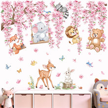Carica l'immagine nel visualizzatore di Gallery, wondever Adesivi Murali Animali Foresta Ramo Albero Rosa Adesivi Parete