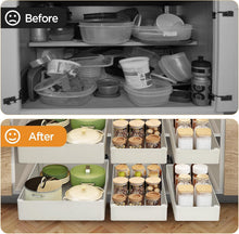 Carica l'immagine nel visualizzatore di Gallery, Cozary Organizzatore Cassetti Estraibili Cucina con Guide Silenziose – 3 Misure (13/18/27x40x7 cm), Installazione Senza Fori per Cucina/Bagno/Dispensa, Bianco
