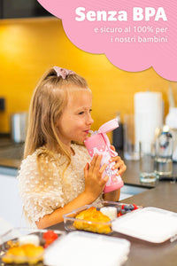 Jarlson® Borraccia Bambini Acciaio Inox, Bottiglia Termica, Senza BPA, Bottiglia Acqua con Cannuccia, Termos 350 ml (Gatto 2, 350)