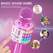 Carica l'immagine nel visualizzatore di Gallery, Microfono Karaoke Bluetooth, Microfoni Karaoke Wireless con LED Flash, Portatile Karaoke Player Bambini, Altoparlante, Cambia Voce, per KTV/Casa/Festa/Canto, Compatibile con Android/iOS
