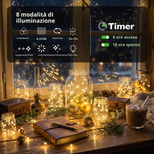 Carica l'immagine nel visualizzatore di Gallery, Set di 2 mini ghirlande luminose ricaricabili, 5 m, 50 LED